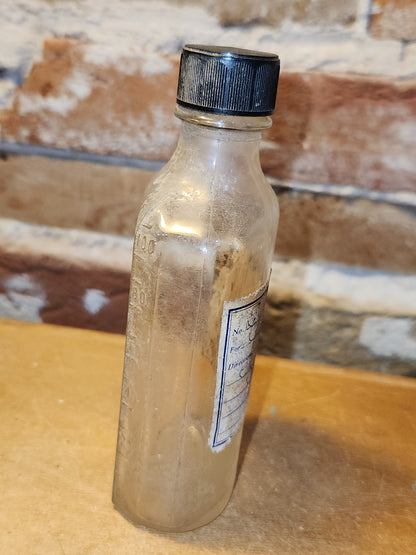 Vintage Medicine Bottle Duraglas Handprinted Label with Plastic Lid vmb99