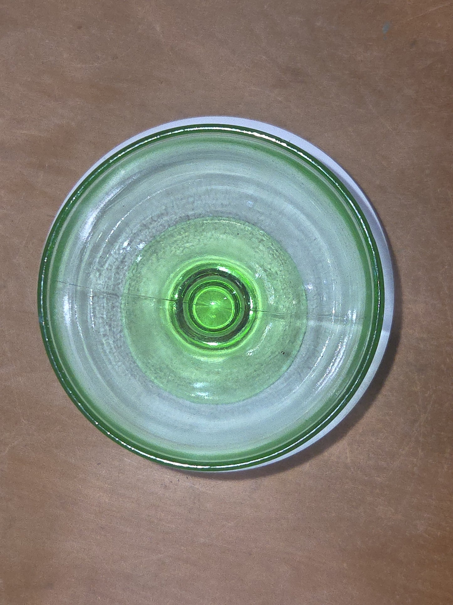 Vintage Uranium Depression Glass Compote Dessert Dish Vaseline Glows ug04