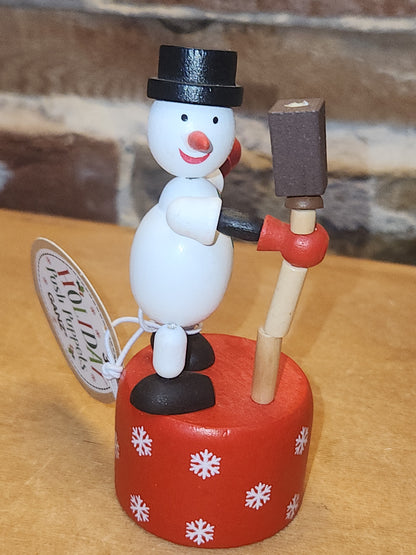 Snowman Wooden Push puppet pp4