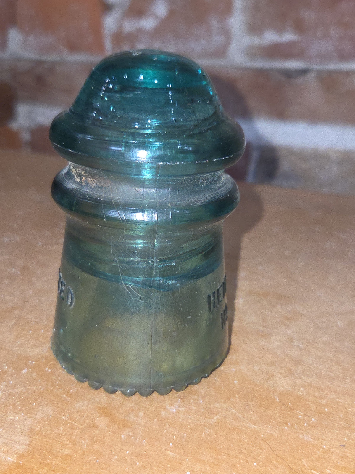 Vintage Insulator Hemingray #9 Teal Blue Green Glass h69t