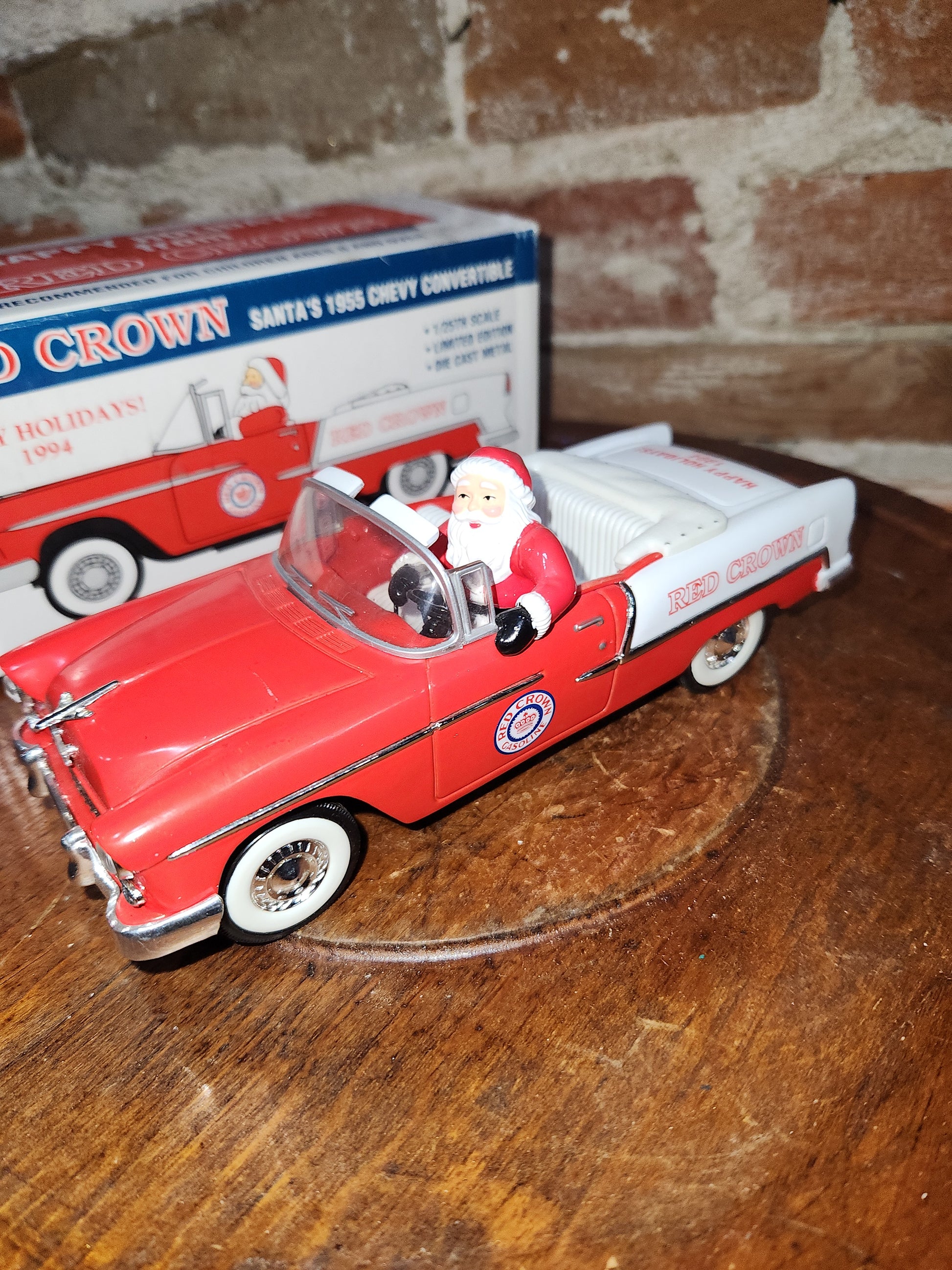 Vintage Liberty Classics Red Crown Gasoline Santa's 1955 Chevy Convertible 1/25th Scale Limited Edition Die Cast Metal. Coin Bank. 1994 car12