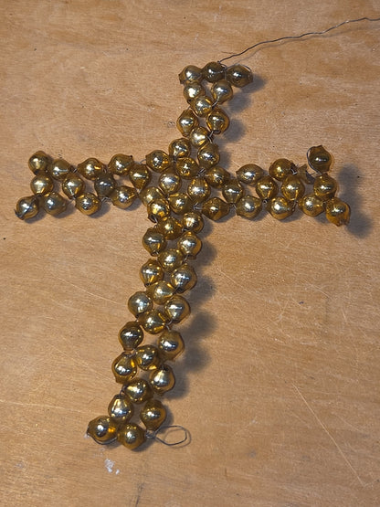Vintage Mercury Bead Cross Ornaments AS IS For Crafting