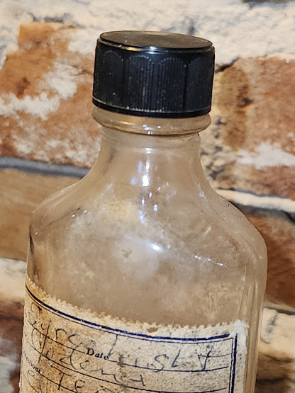 Vintage Medicine Bottle Duraglas Handprinted Label with Plastic Lid vmb99