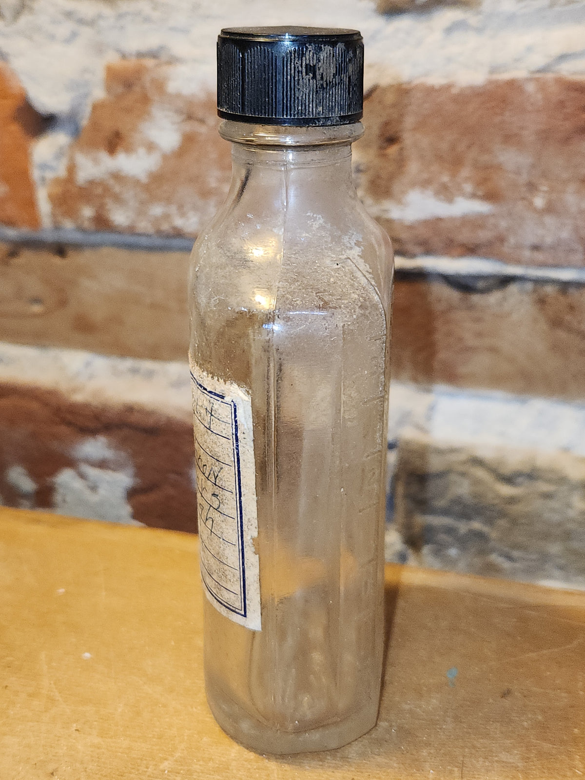Vintage Medicine Bottle Duraglas Handprinted Label with Plastic Lid vmb99