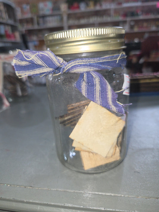 Family Fun Jar Pick an Activity with Blue & Tan Ribbon ffj3