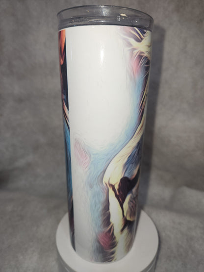 20 Oz Stainless Steel Insulated Tumbler With Two Tops Lion Face tl67