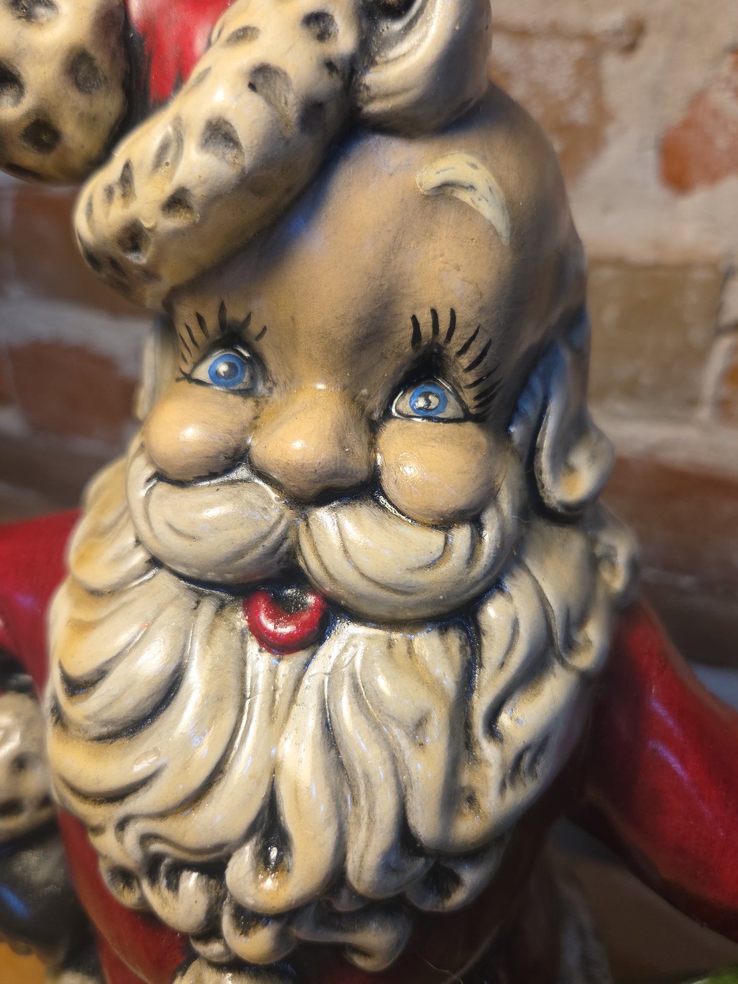 Vintage Royall Mold Ceramic Planter Santa Claus Bell Toy Bag