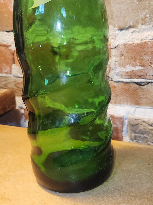 Vintage Soda Bottle Squirt Swirl Green Glass Large 1 Pint 12 oz