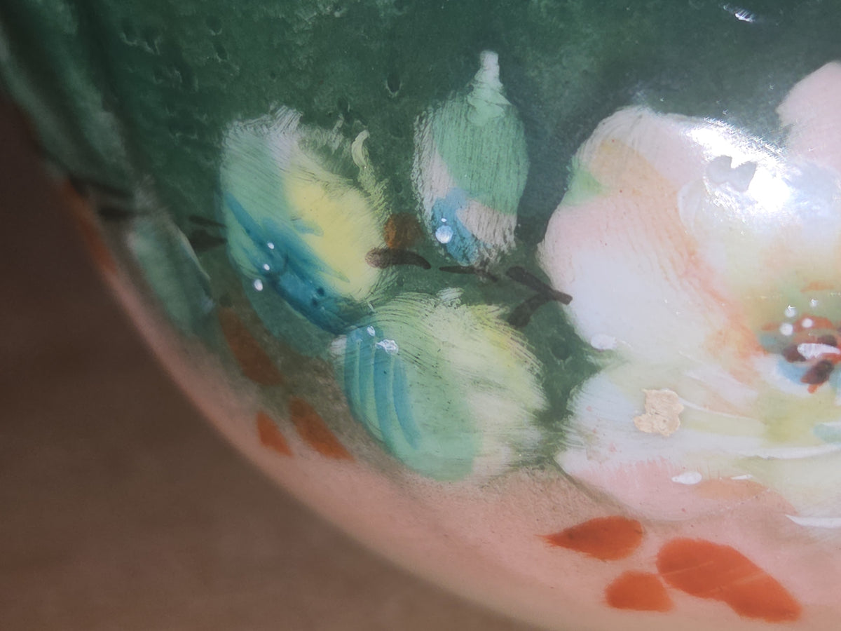 Vintage Porcelain Handpainted Footed Bowl and Footed Creamer sbc1