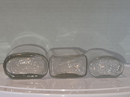 Vintage Glass Medicine Bottles Clear Embossed 3ii and 3 iv Set of 3 bottles Owens Early 1920s vmb65