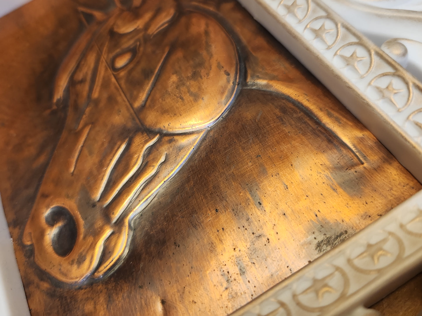 Vintage Embossed Copper Horse Relief sc7