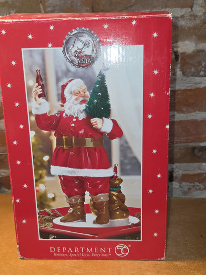 Vintage Coca-Cola Department 56 75th Anniversary Santa Holding Tree and Coke 2006 sf04