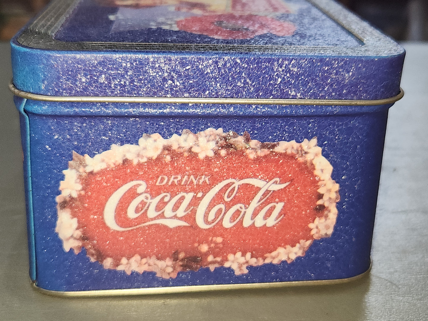 Vintage Tin Coca-Cola blue Drink Coca-Cola Pam Renfroe 1997 cct80
