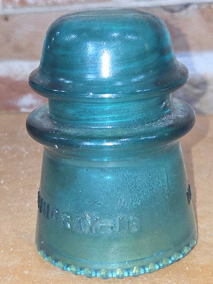 Vintage Insulator Hemingray #16 Teal Glass AS IS h616t