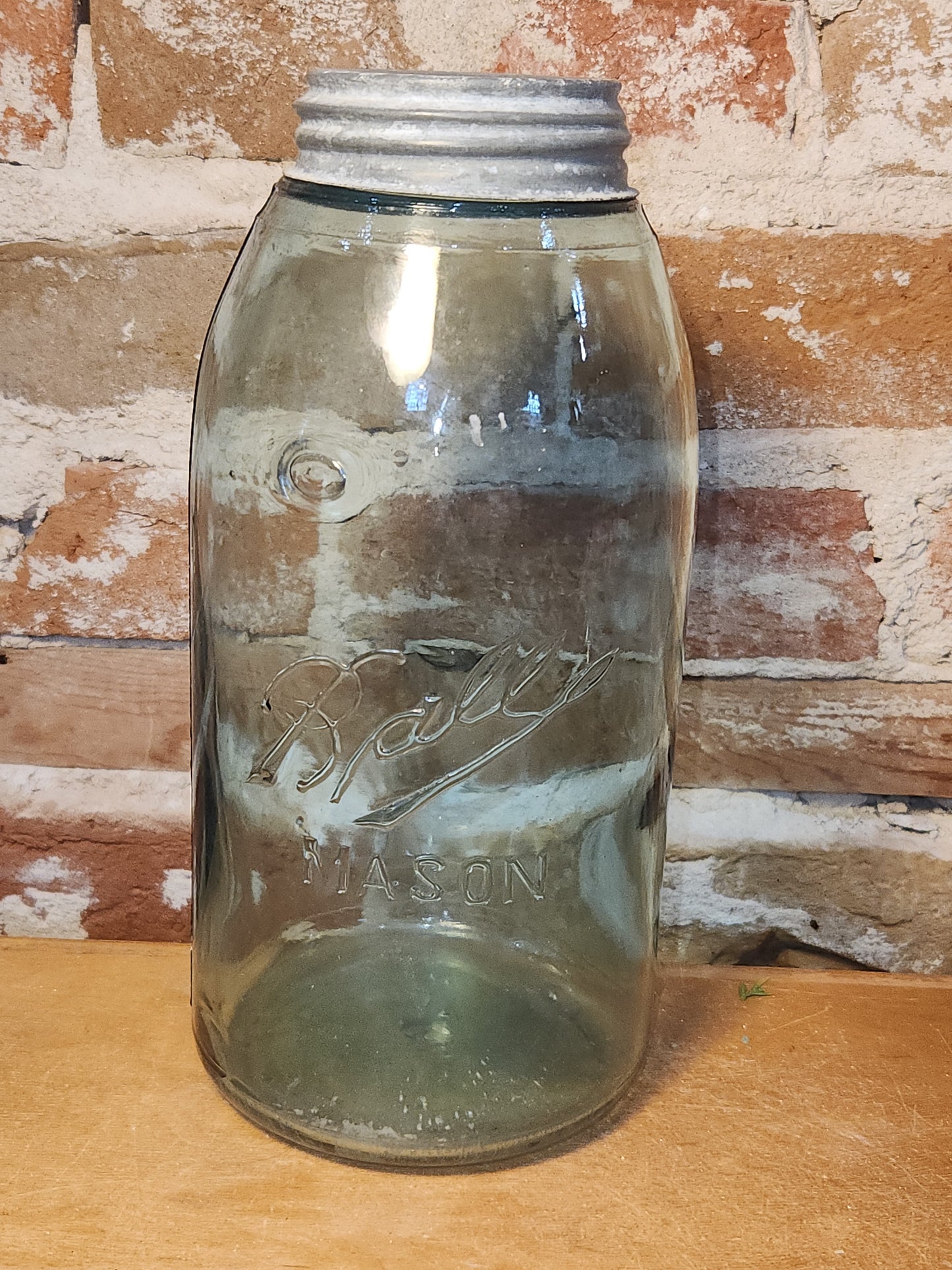 Antique 1/2 Gallon Jar Ball Mason Cornflower Blue 1900-1910 AS IS Chip jar76