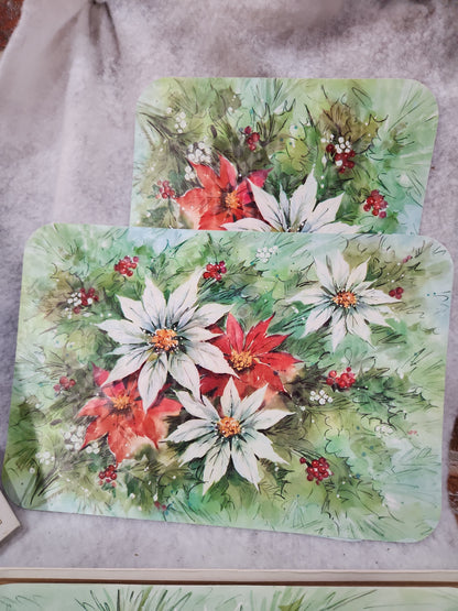 Vintage Christmas Place Mats Lot Of 6 Wipe Off and Re-Use 3 G. Galian Designs