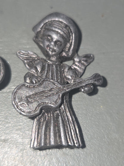 Vintage Vernon Pewter Miniature Angel Figurines Set of Three 1.5" pa4