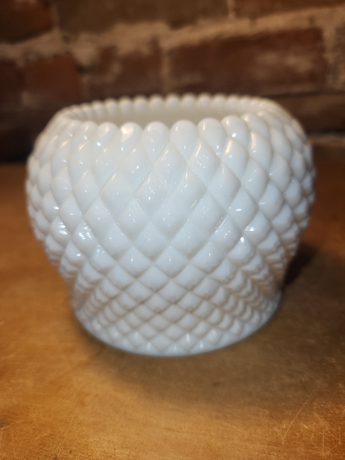 Vintage Westmoreland Milk Glass Hobnail Rose Bowl Diamond-point Pattern mg45
