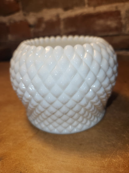 Vintage Westmoreland Milk Glass Hobnail Rose Bowl Diamond-point Pattern mg45