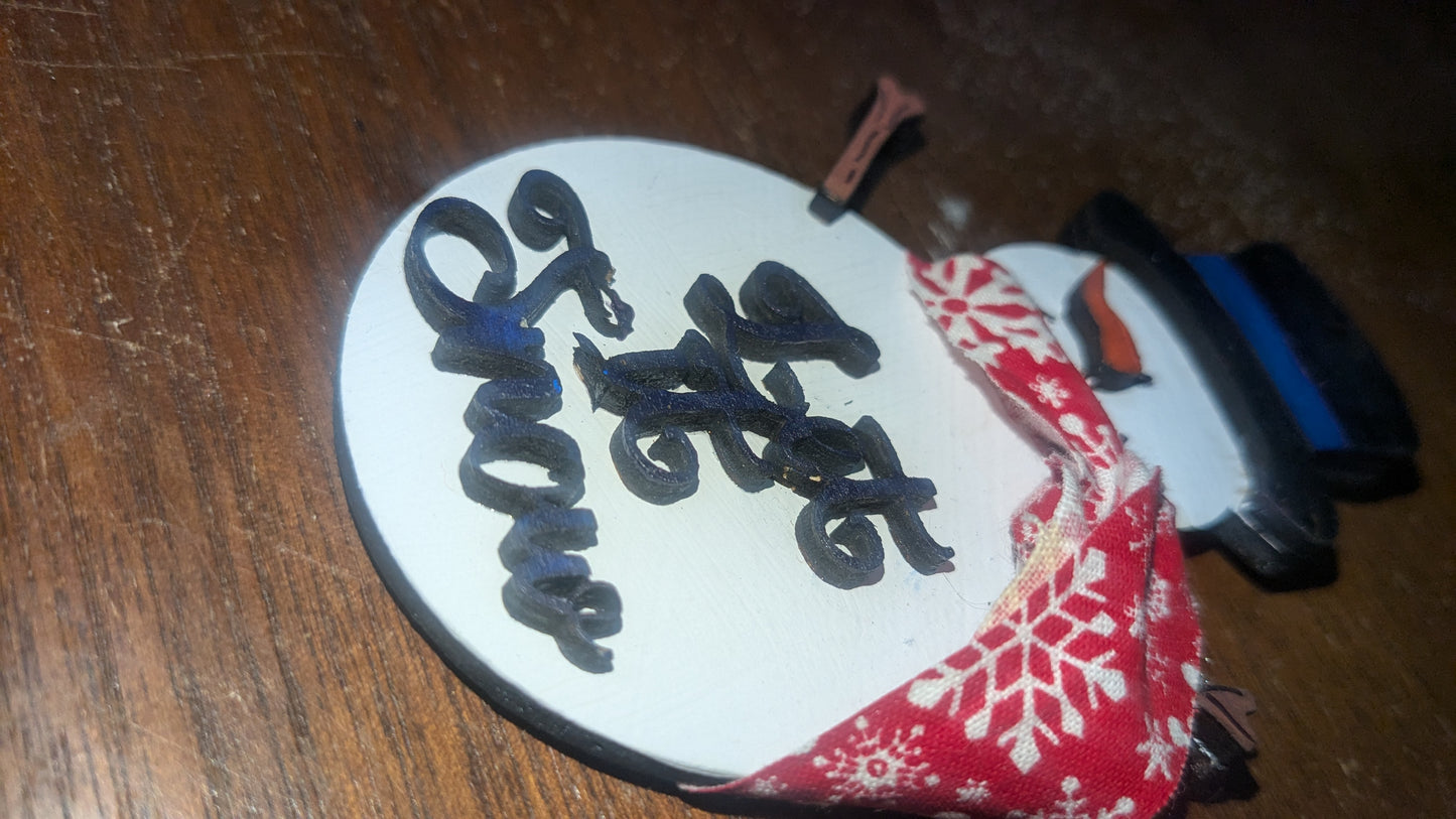 Wooden Snowman Ornament Let It Snow co9