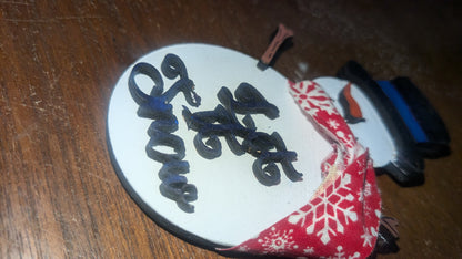 Wooden Snowman Ornament Let It Snow co9