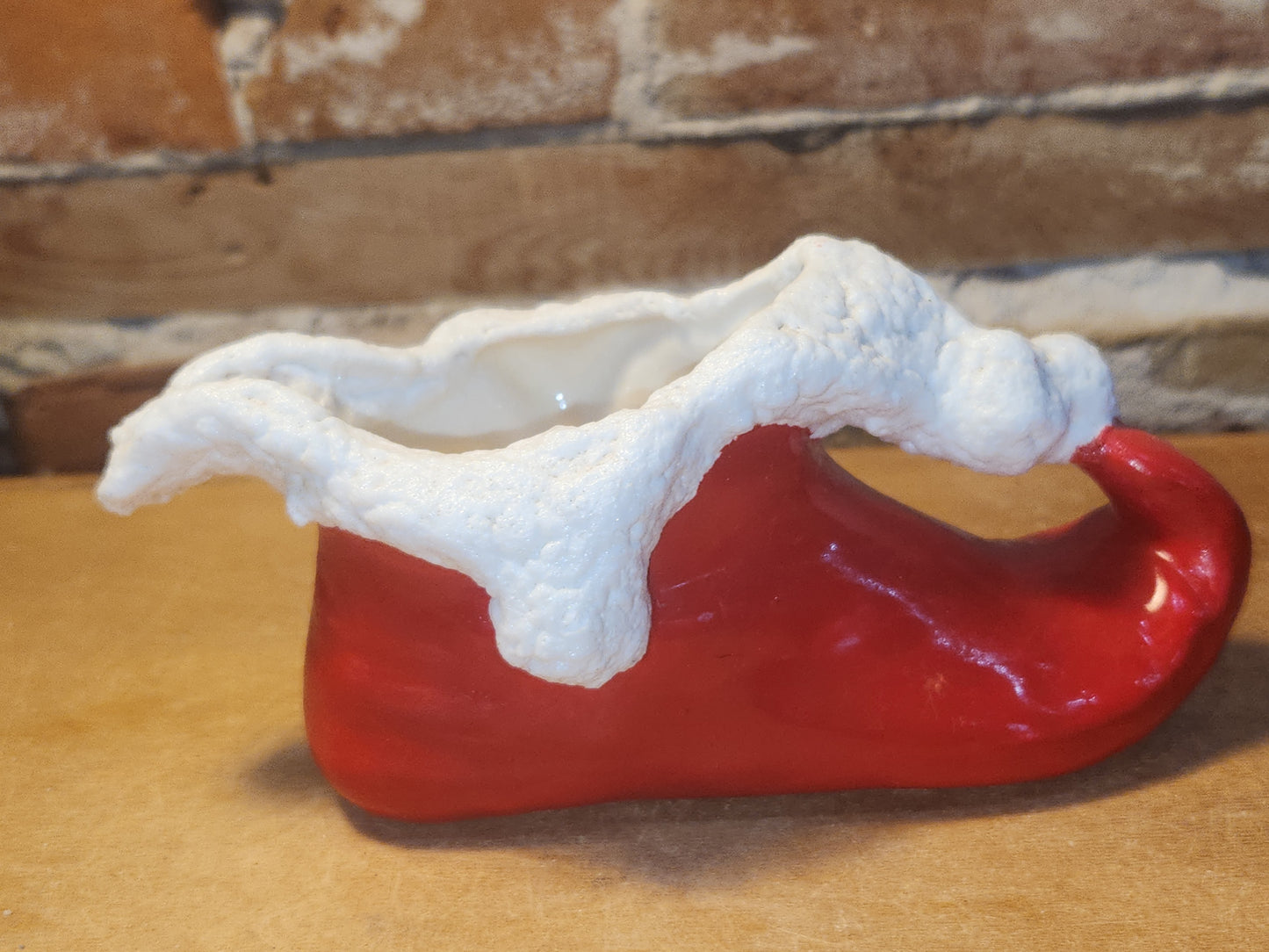Vintage Ceramic Santa Pixie Elf Boot Christmas Planter Candy Dish Read Description vs09