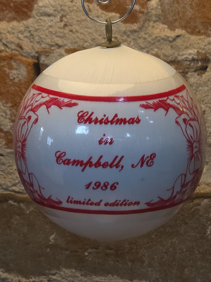 Vintage 100 Years Commemorative Satin Ornament Campbell Nebraska Limited Edition 1886-1986