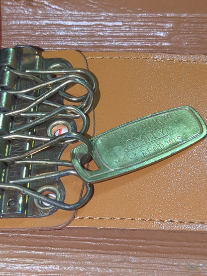 Vintage Amity brown cowhide genuine leather key wallet. New. Jh12