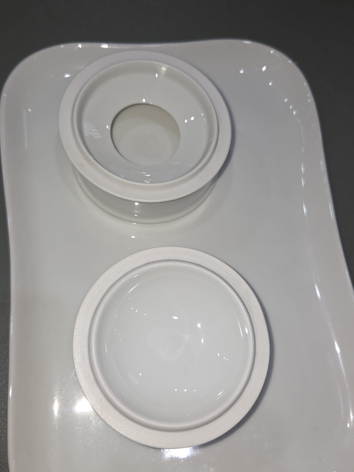 Vintage O. & E.G. Royal Austria White Porcelain Vanity Tray Hair Reciever Powder Jar vt7
