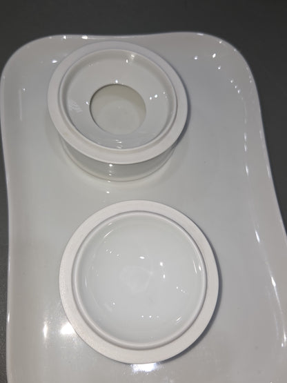 Vintage O. & E.G. Royal Austria White Porcelain Vanity Tray Hair Reciever Powder Jar vt7