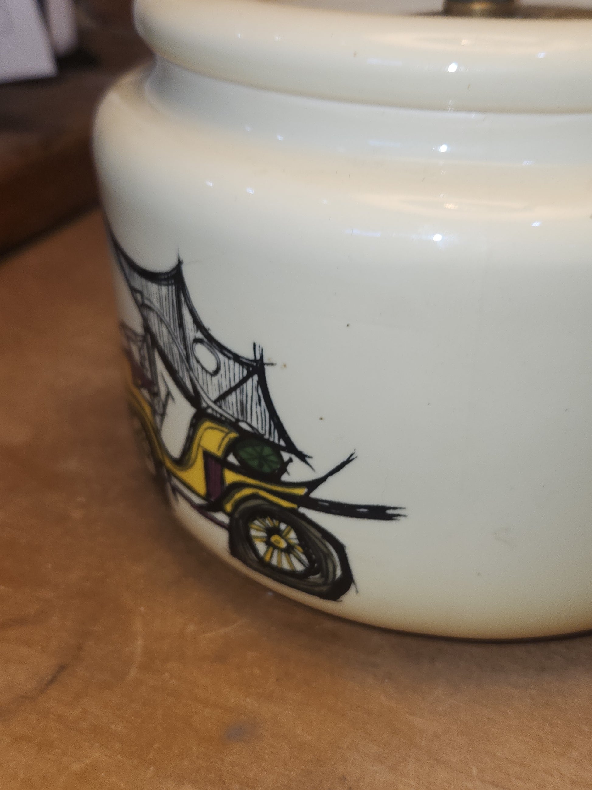 Vintage Deco Pipe Tobacco Humidor Jar Japan MCM Jalopy tj6
