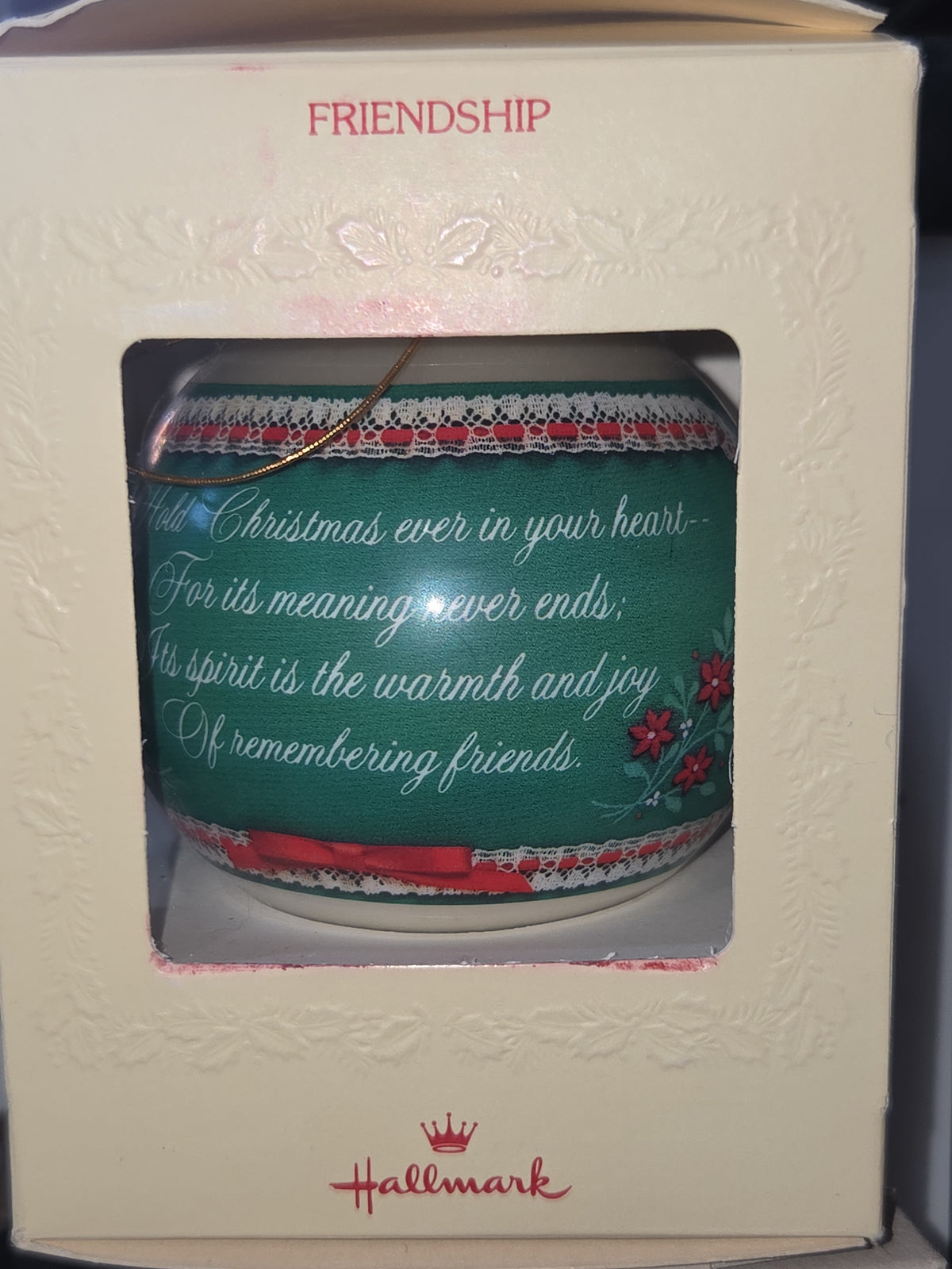 Vintage Hallmark Tree-Trimmer Glass Ornament Friendship 1980