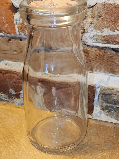 Vintage Milk Bottle Half Pint Clear Glass As Is Chip vmb60