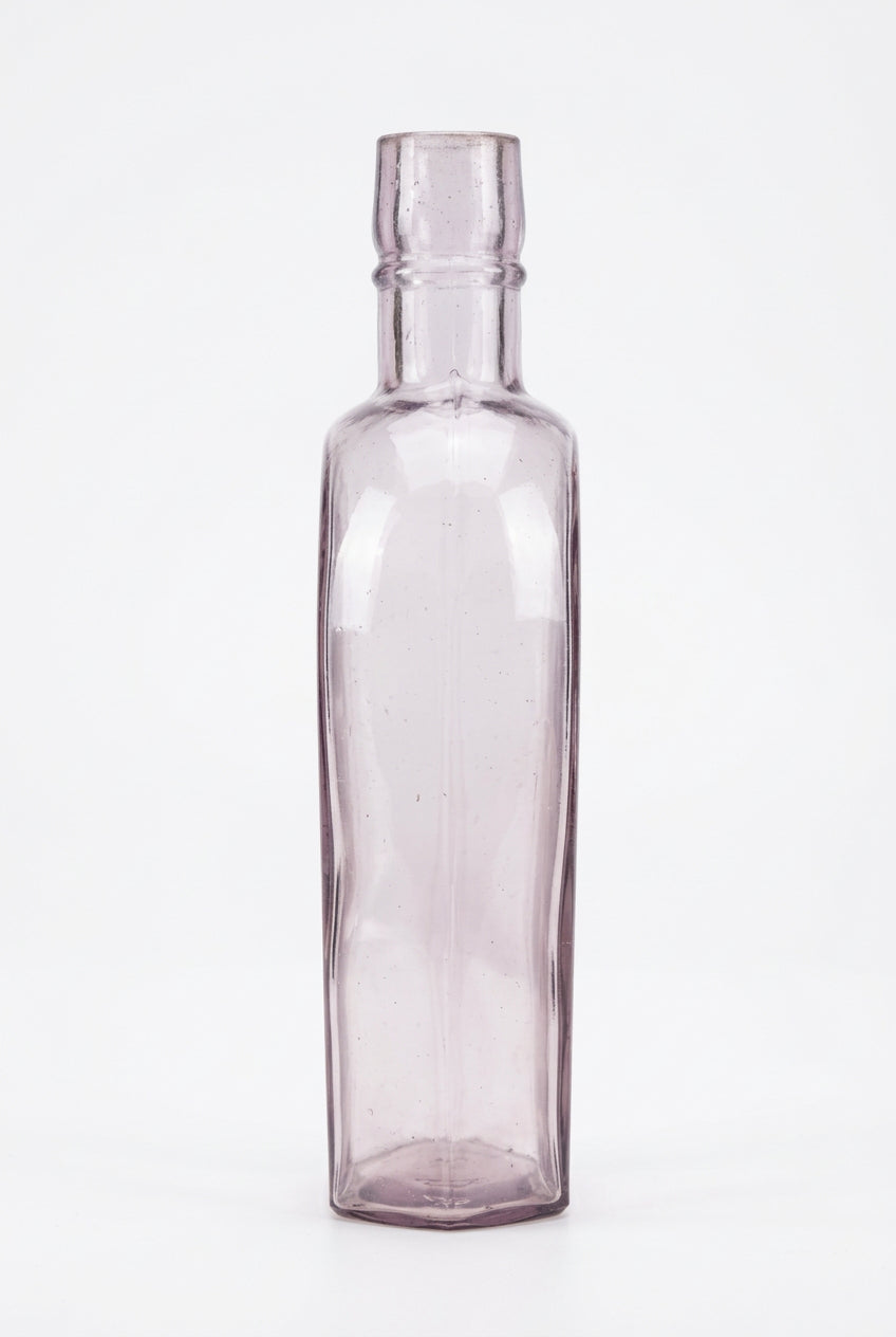 Vintage Liquor Bottle Light Amethyst Coffin Shaped Whiskey Flask