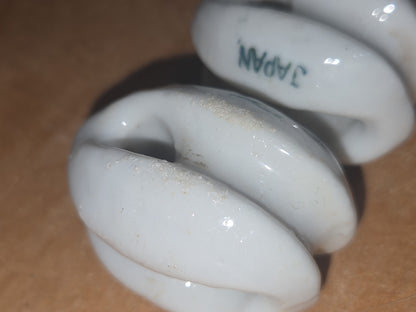 Vintage Small White Ceramic Porcelain Egg style Insulator Set of 3 Japan vi9