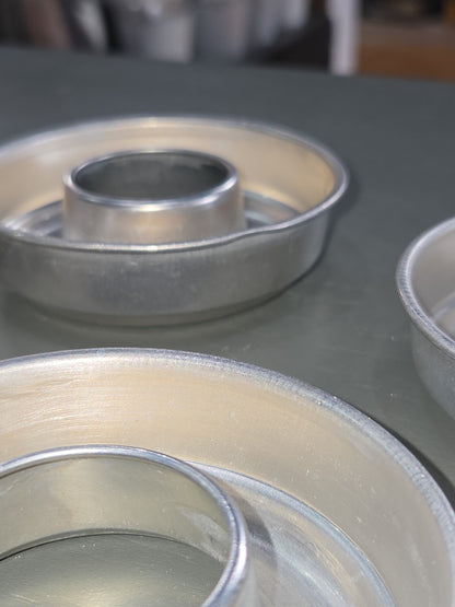 Vintage Aluminum Mini Round Ring Molds Cake, Jello, Desserts Set of 6 AS IS 3.5” bt8