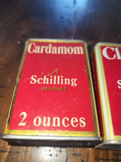 Vintage Schilling Spice Box Mustard Whole Seed, Cloves, Allspice, Cardamom Schilling Spice & Co. SAN Francisco Set of 4 sp67