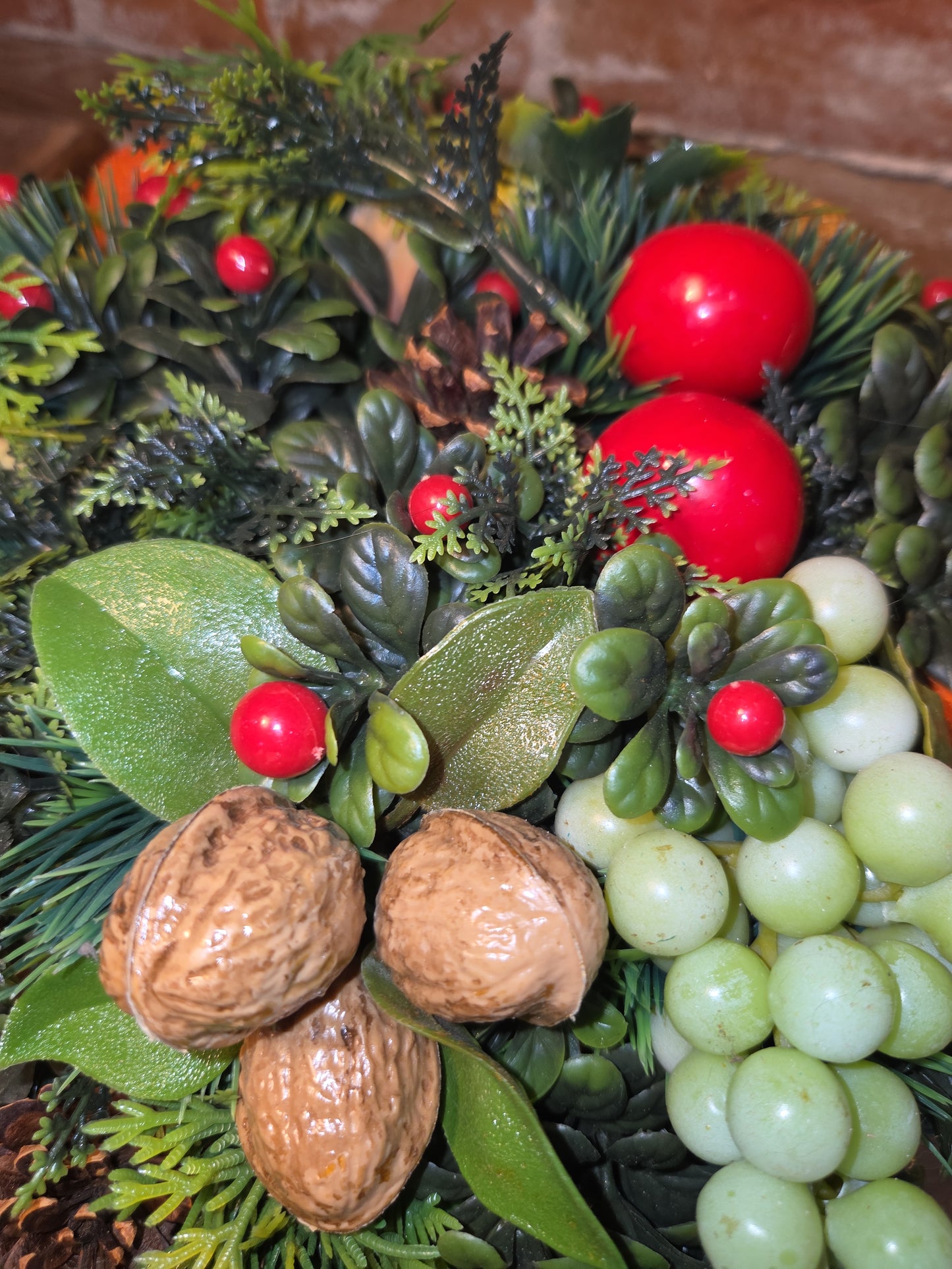 Vintage Plastic Greenery and Plastic Fruit for Christmas Arrangements