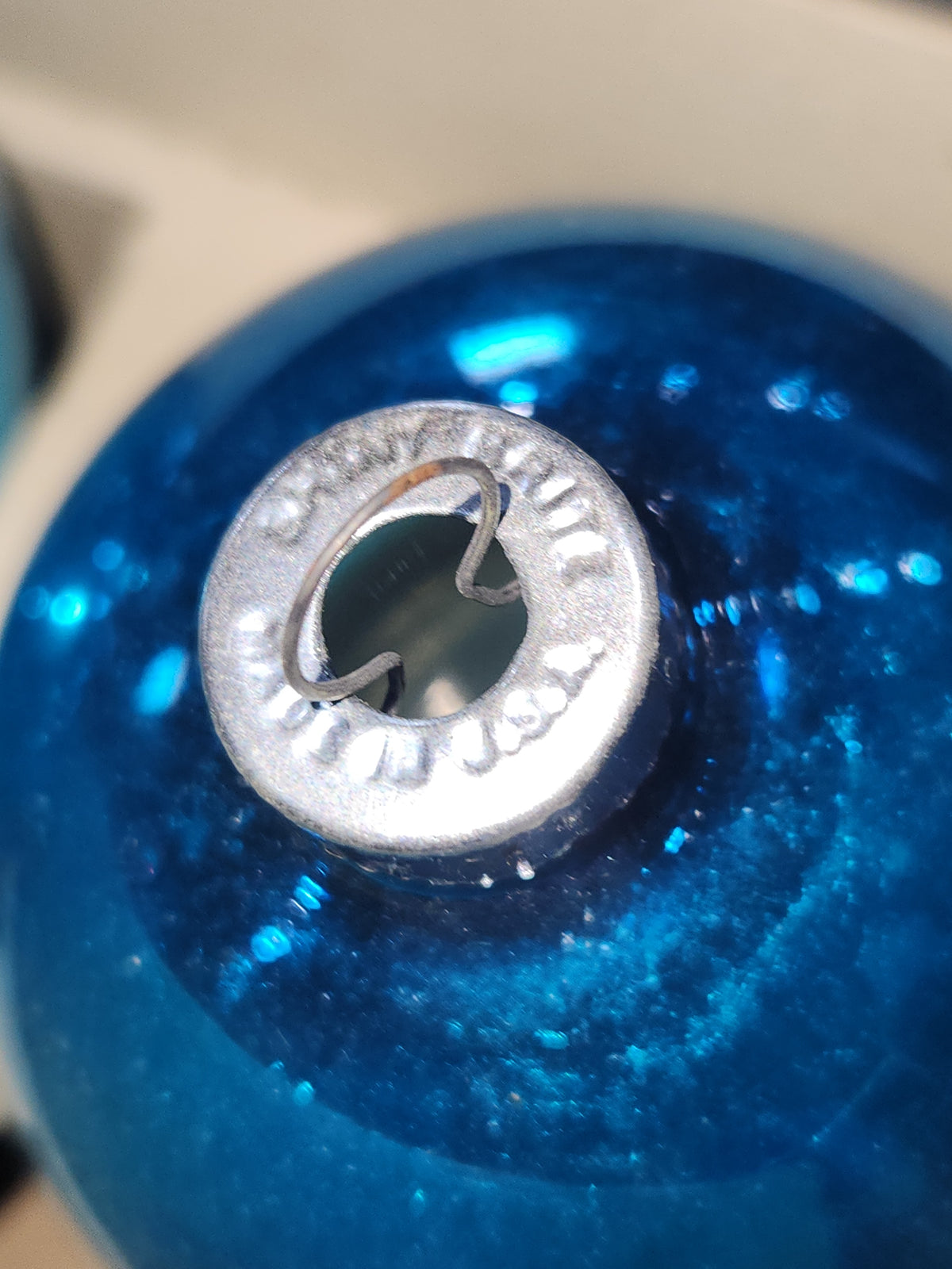 Vintage Shiny Brite Glass Christmas Ornaments Five 3" Varying Blue Shades in Fanci-Pak Box As Is sb15