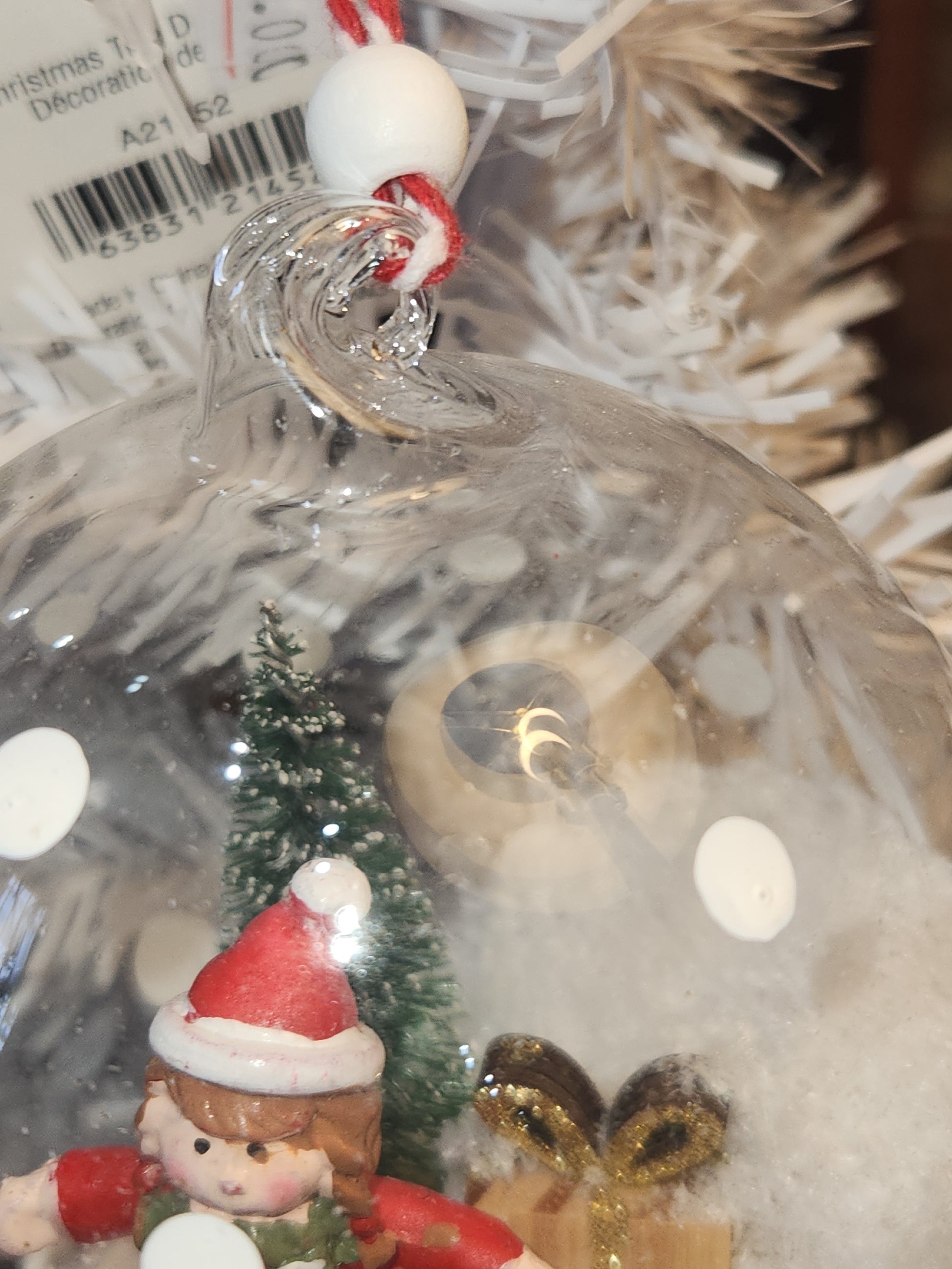 Glass Snowglobe Ornament with Girl Gift Snow Tree st1