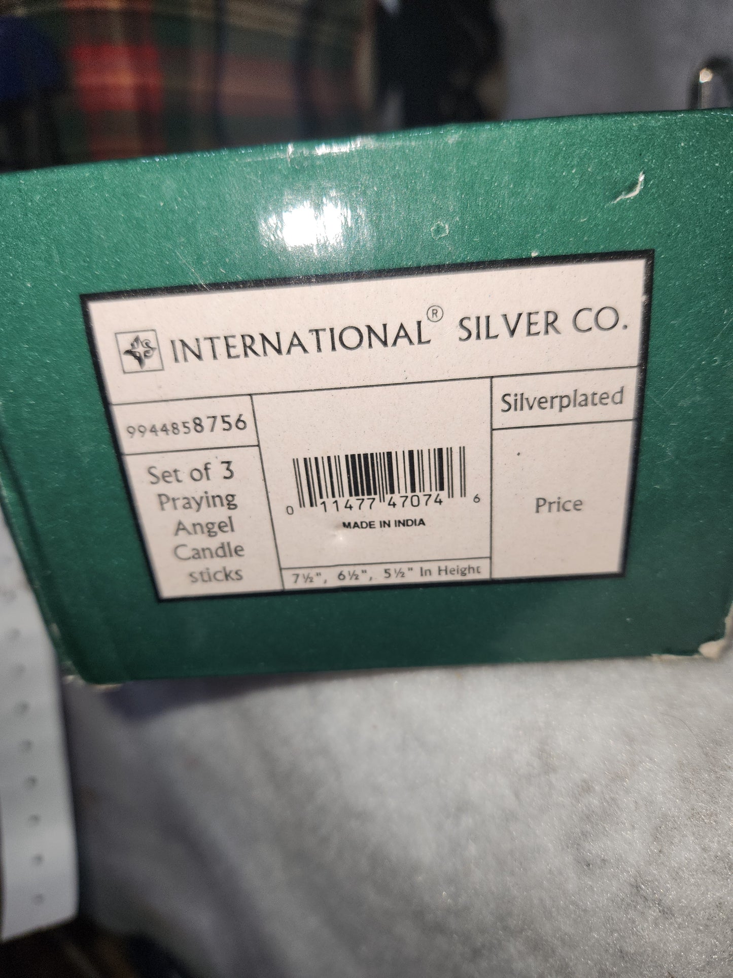 Vintage International Silver Co. Silverplated Set of 3 Praying Angel Candlesticks