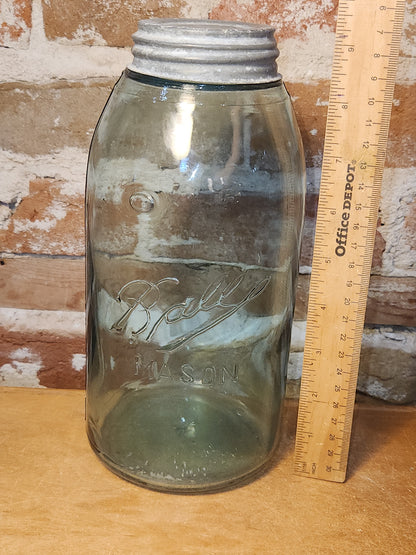 Antique 1/2 Gallon Jar Ball Mason Cornflower Blue 1900-1910 AS IS Chip jar76
