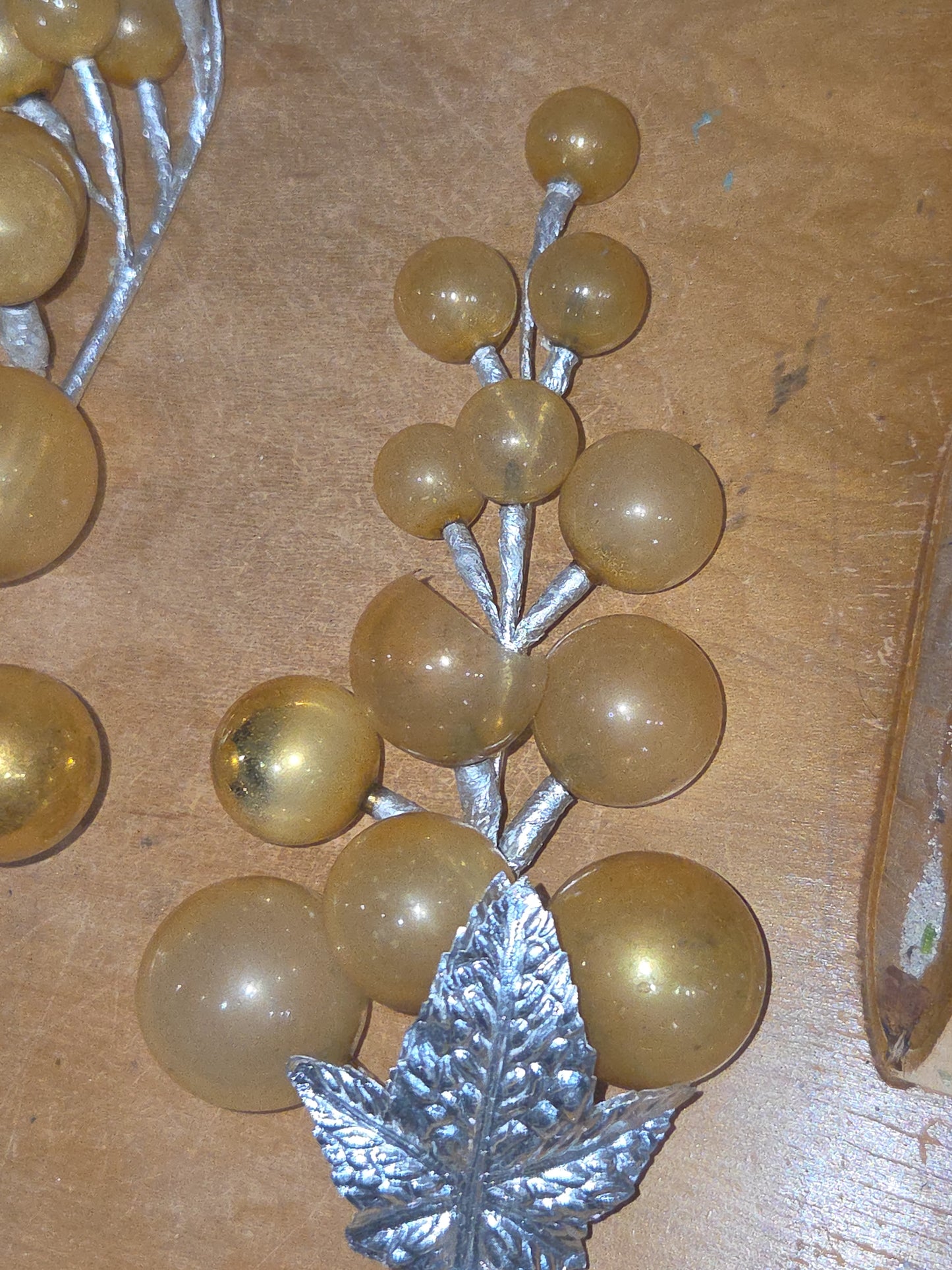 Vintage Mercury Glass Grape Clusters Picks Set of 4 mg122