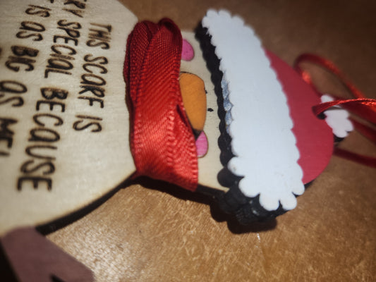 Custom Order Ornament Wooden Snowman with Growth Ribbon