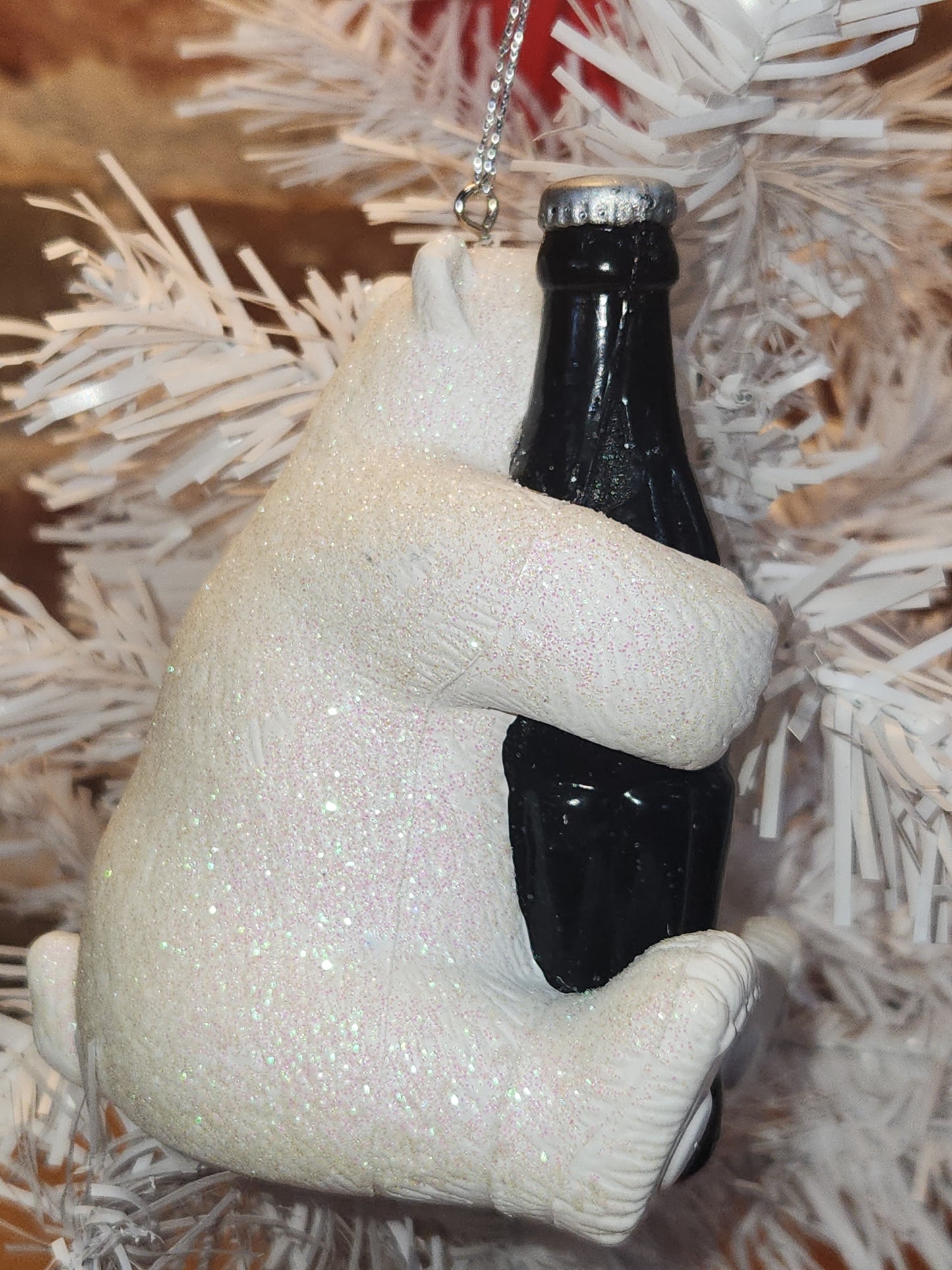 Coca-Cola Kurt Adler Sparkle Polar Bear Holding Coke Bottle Christmas Ornament cc675