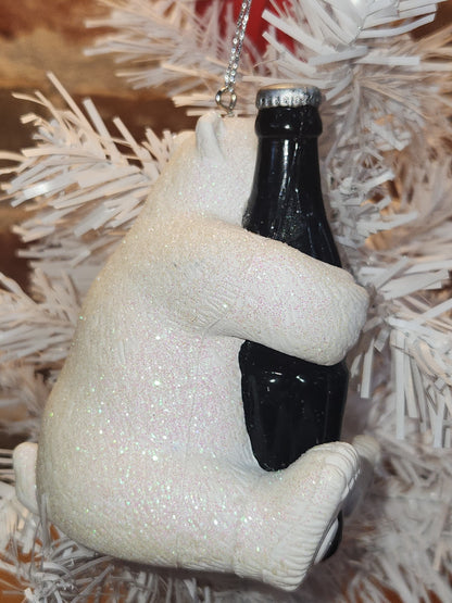 Coca-Cola Kurt Adler Sparkle Polar Bear Holding Coke Bottle Christmas Ornament cc675