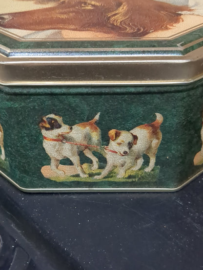 Cookie Victoria Graphics Victorian Blue Eyed Girl and Retriever Octagon Tin 1994 tin1164