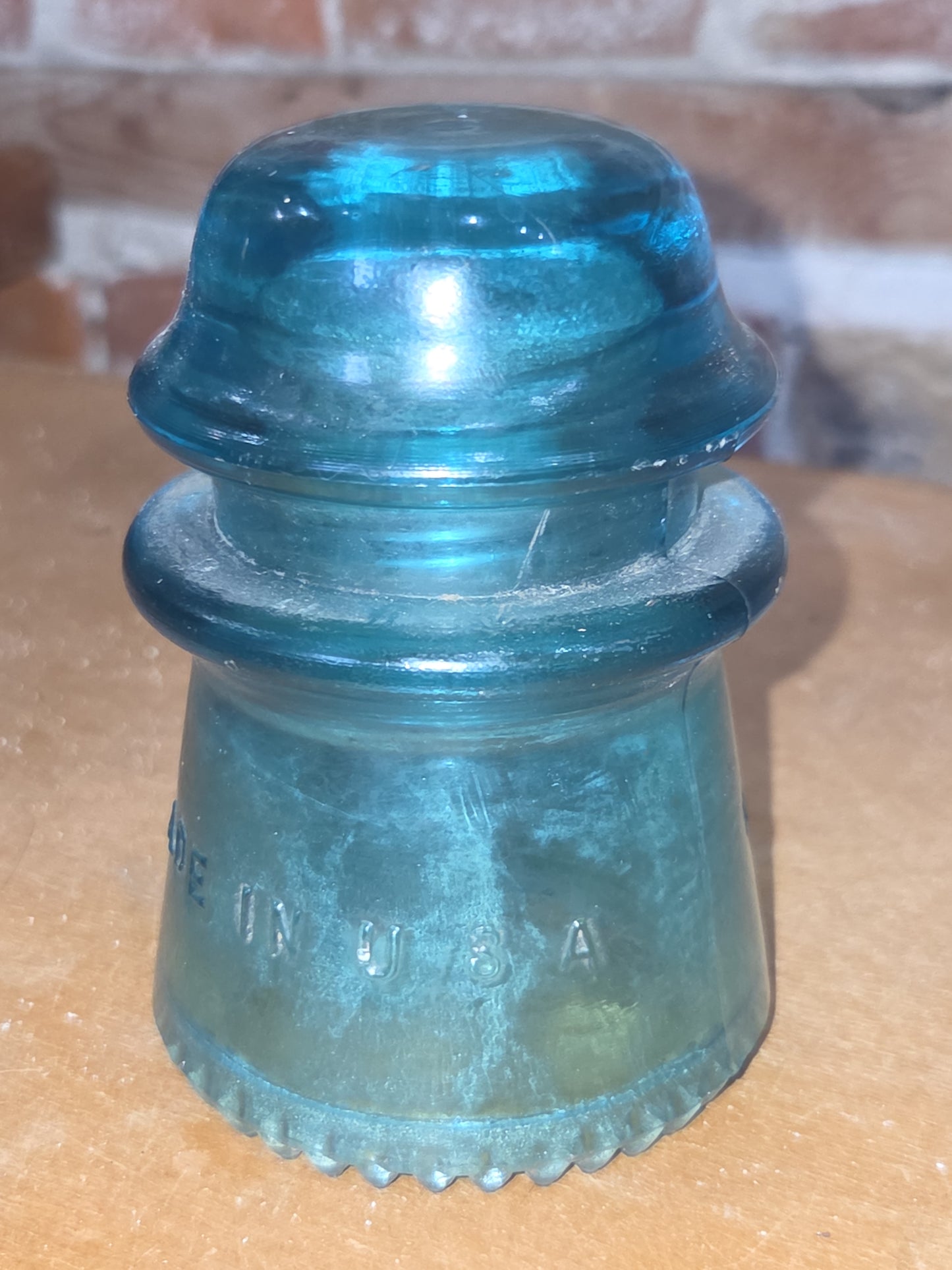 Vintage Insulator Hemingray #16 Teal Glass h616d DAMAGED NUBS