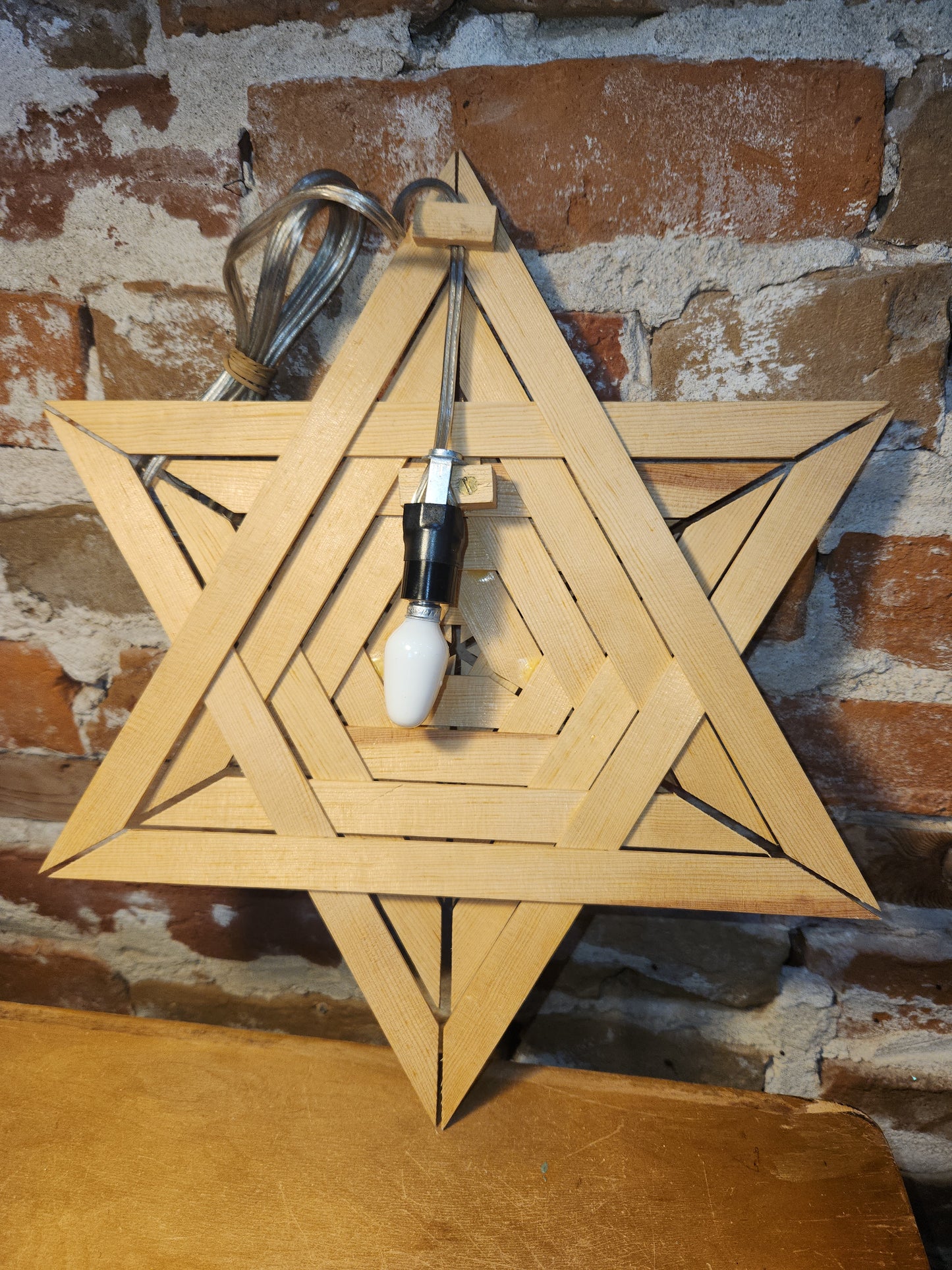 Vintage Wooden Hanging Lighted Star Wall Hanging Wall Decor Night Light nl76