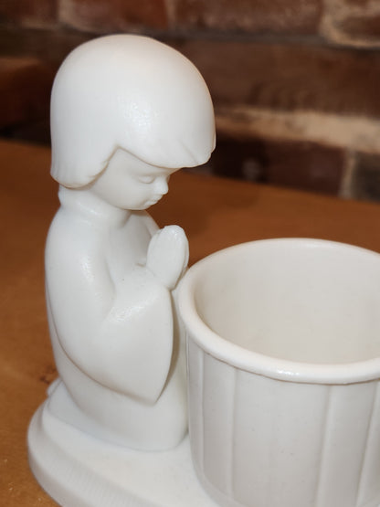 Vintage Colonial Candle Two Children Kneeling Porcelain Candle Holder Japan ch8